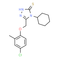 ChemSpider 2D Image | 5-(4-Chloro-2-methyl-phenoxymethyl)-4-cyclohexyl-4H-[1,2,4]triazole-3-thiol | C16H20ClN3OS