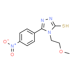 ChemSpider 2D Image | 4-(2-Methoxyethyl)-5-(4-nitrophenyl)-2,4-dihydro-3H-1,2,4-triazole-3-thione | C11H12N4O3S