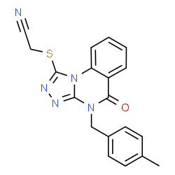 ChemSpider 2D Image | {[4-(4-Methylbenzyl)-5-oxo-4,5-dihydro[1,2,4]triazolo[4,3-a]quinazolin-1-yl]sulfanyl}acetonitrile | C19H15N5OS