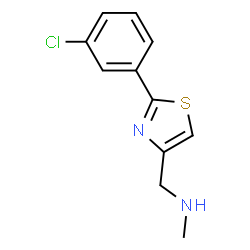 ChemSpider 2D Image | 1-[2-(3-Chlorophenyl)-1,3-thiazol-4-yl]-N-methylmethanamine | C11H11ClN2S