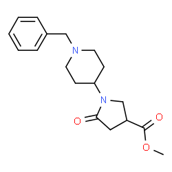 ChemSpider 2D Image | Methyl 1-(1-benzyl-4-piperidinyl)-5-oxo-3-pyrrolidinecarboxylate | C18H24N2O3