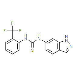 ChemSpider 2D Image | 1-(1H-Indazol-6-yl)-3-[2-(trifluoromethyl)phenyl]thiourea | C15H11F3N4S