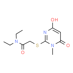 ChemSpider 2D Image | N,N-Diethyl-2-[(4-hydroxy-1-methyl-6-oxo-1,6-dihydro-2-pyrimidinyl)sulfanyl]acetamide | C11H17N3O3S
