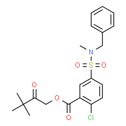 ChemSpider 2D Image | 3,3-Dimethyl-2-oxobutyl 5-[benzyl(methyl)sulfamoyl]-2-chlorobenzoate | C21H24ClNO5S