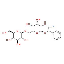ChemSpider 2D Image | (2S)-{[(5xi)-6-O-(beta-D-Glucopyranosyl)-beta-L-xylo-hexopyranosyl]oxy}(phenyl)acetonitrile | C20H27NO11