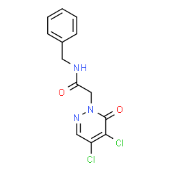 ChemSpider 2D Image | N-Benzyl-2-(4,5-dichloro-6-oxo-1(6H)-pyridazinyl)acetamide | C13H11Cl2N3O2