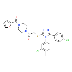 ChemSpider 2D Image | 2-{[4-(3-Chloro-4-methylphenyl)-5-(4-chlorophenyl)-4H-1,2,4-triazol-3-yl]sulfanyl}-1-[4-(2-furoyl)-1-piperazinyl]ethanone | C26H23Cl2N5O3S