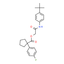 ChemSpider 2D Image | 2-{[4-(2-Methyl-2-propanyl)phenyl]amino}-2-oxoethyl 1-(4-fluorophenyl)cyclopentanecarboxylate | C24H28FNO3