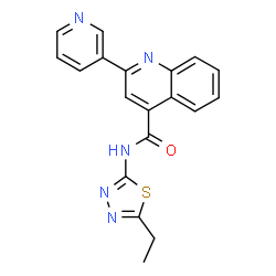 ChemSpider 2D Image | N-(5-Ethyl-1,3,4-thiadiazol-2-yl)-2-(3-pyridinyl)-4-quinolinecarboxamide | C19H15N5OS