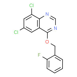 ChemSpider 2D Image | 6,8-Dichloro-4-[(2-fluorobenzyl)oxy]quinazoline | C15H9Cl2FN2O