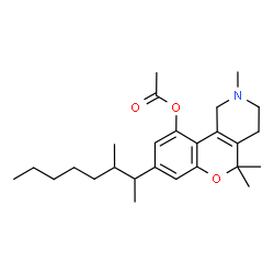 ChemSpider 2D Image | 2,5,5-Trimethyl-8-(3-methyl-2-octanyl)-1,3,4,5-tetrahydro-2H-chromeno[4,3-c]pyridin-10-yl acetate | C26H39NO3