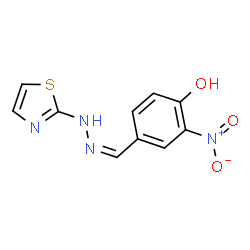 ChemSpider 2D Image | 2-Nitro-4-[(Z)-(1,3-thiazol-2-ylhydrazono)methyl]phenol | C10H8N4O3S
