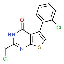 ChemSpider 2D Image | 2-(Chloromethyl)-5-(2-chlorophenyl)thieno[2,3-d]pyrimidin-4(3H)-one | C13H8Cl2N2OS