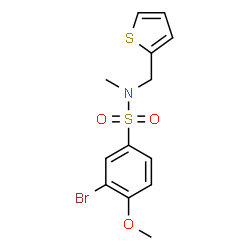 ChemSpider 2D Image | 3-Bromo-4-methoxy-N-methyl-N-(2-thienylmethyl)benzenesulfonamide | C13H14BrNO3S2