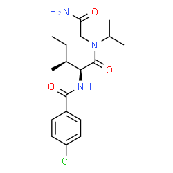 ChemSpider 2D Image | N-(4-Chlorobenzoyl)-L-isoleucyl-N~2~-isopropylglycinamide | C18H26ClN3O3