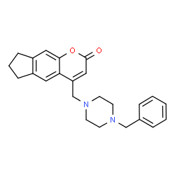 ChemSpider 2D Image | 4-[(4-Benzyl-1-piperazinyl)methyl]-7,8-dihydrocyclopenta[g]chromen-2(6H)-one | C24H26N2O2