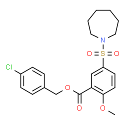 ChemSpider 2D Image | 4-Chlorobenzyl 5-(1-azepanylsulfonyl)-2-methoxybenzoate | C21H24ClNO5S