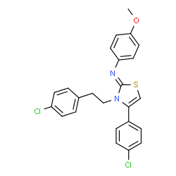 ChemSpider 2D Image | (2Z)-4-(4-Chlorophenyl)-3-[2-(4-chlorophenyl)ethyl]-N-(4-methoxyphenyl)-1,3-thiazol-2(3H)-imine | C24H20Cl2N2OS