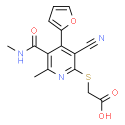 ChemSpider 2D Image | {[3-Cyano-4-(2-furyl)-6-methyl-5-(methylcarbamoyl)-2-pyridinyl]sulfanyl}acetic acid | C15H13N3O4S