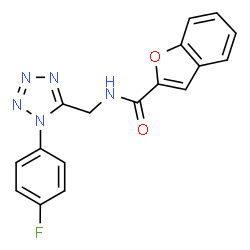 ChemSpider 2D Image | N-{[1-(4-Fluorophenyl)-1H-tetrazol-5-yl]methyl}-1-benzofuran-2-carboxamide | C17H12FN5O2