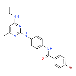 ChemSpider 2D Image | 4-Bromo-N-(4-{[4-(ethylamino)-6-methyl-2-pyrimidinyl]amino}phenyl)benzamide | C20H20BrN5O