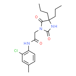 ChemSpider 2D Image | N-(2-Chloro-4-methylphenyl)-2-(2,5-dioxo-4,4-dipropyl-1-imidazolidinyl)acetamide | C18H24ClN3O3