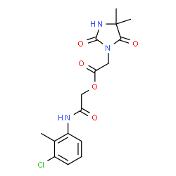 ChemSpider 2D Image | 2-[(3-Chloro-2-methylphenyl)amino]-2-oxoethyl (4,4-dimethyl-2,5-dioxo-1-imidazolidinyl)acetate | C16H18ClN3O5