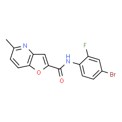 ChemSpider 2D Image | N-(4-Bromo-2-fluorophenyl)-5-methylfuro[3,2-b]pyridine-2-carboxamide | C15H10BrFN2O2