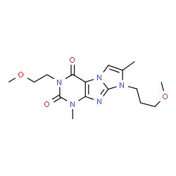 ChemSpider 2D Image | 3-(2-Methoxyethyl)-8-(3-methoxypropyl)-1,7-dimethyl-1H-imidazo[2,1-f]purine-2,4(3H,8H)-dione | C16H23N5O4