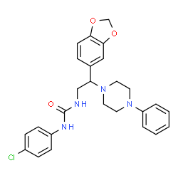 ChemSpider 2D Image | 1-[2-(1,3-Benzodioxol-5-yl)-2-(4-phenyl-1-piperazinyl)ethyl]-3-(4-chlorophenyl)urea | C26H27ClN4O3