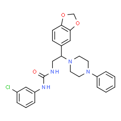 ChemSpider 2D Image | 1-[2-(1,3-Benzodioxol-5-yl)-2-(4-phenyl-1-piperazinyl)ethyl]-3-(3-chlorophenyl)urea | C26H27ClN4O3
