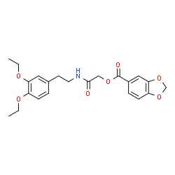 ChemSpider 2D Image | 2-{[2-(3,4-Diethoxyphenyl)ethyl]amino}-2-oxoethyl 1,3-benzodioxole-5-carboxylate | C22H25NO7