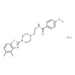 ChemSpider 2D Image | N-{2-[4-(4,5-Dimethyl-1,3-benzothiazol-2-yl)-1-piperazinyl]ethyl}-4-methoxybenzamide hydrochloride (1:1) | C23H29ClN4O2S