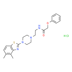 ChemSpider 2D Image | N-{2-[4-(4,5-Dimethyl-1,3-benzothiazol-2-yl)-1-piperazinyl]ethyl}-2-phenoxyacetamide hydrochloride (1:1) | C23H29ClN4O2S