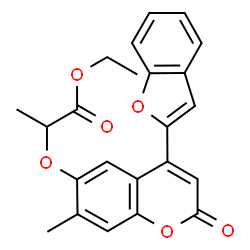 ChemSpider 2D Image | Ethyl 2-{[4-(1-benzofuran-2-yl)-7-methyl-2-oxo-2H-chromen-6-yl]oxy}propanoate | C23H20O6