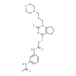 ChemSpider 2D Image | N-(3-Acetamidophenyl)-2-({1-[3-(4-morpholinyl)propyl]-2-oxo-2,5,6,7-tetrahydro-1H-cyclopenta[d]pyrimidin-4-yl}sulfanyl)acetamide | C24H31N5O4S
