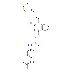 ChemSpider 2D Image | N-(4-Acetamidophenyl)-2-({1-[3-(4-morpholinyl)propyl]-2-oxo-2,5,6,7-tetrahydro-1H-cyclopenta[d]pyrimidin-4-yl}sulfanyl)acetamide | C24H31N5O4S