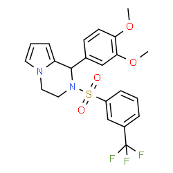 ChemSpider 2D Image | 1-(3,4-Dimethoxyphenyl)-2-{[3-(trifluoromethyl)phenyl]sulfonyl}-1,2,3,4-tetrahydropyrrolo[1,2-a]pyrazine | C22H21F3N2O4S