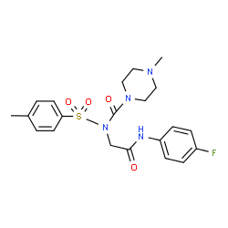ChemSpider 2D Image | N-{2-[(4-Fluorophenyl)amino]-2-oxoethyl}-4-methyl-N-[(4-methylphenyl)sulfonyl]-1-piperazinecarboxamide | C21H25FN4O4S