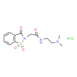 ChemSpider 2D Image | N-[2-(Dimethylamino)ethyl]-2-(1,1-dioxido-3-oxo-1,2-benzothiazol-2(3H)-yl)acetamide hydrochloride (1:1) | C13H18ClN3O4S