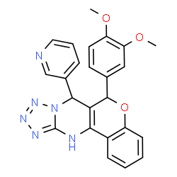 ChemSpider 2D Image | 6-(3,4-Dimethoxyphenyl)-7-(3-pyridinyl)-7,11-dihydro-6H-chromeno[4,3-d]tetrazolo[1,5-a]pyrimidine | C24H20N6O3
