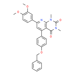 ChemSpider 2D Image | 5-[4-(Benzyloxy)phenyl]-7-(3,4-dimethoxyphenyl)-1,3-dimethylpyrido[2,3-d]pyrimidine-2,4(1H,3H)-dione | C30H27N3O5