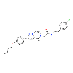 ChemSpider 2D Image | 2-[2-(4-Butoxyphenyl)-4-oxopyrazolo[1,5-a]pyrazin-5(4H)-yl]-N-[2-(4-chlorophenyl)ethyl]acetamide | C26H27ClN4O3