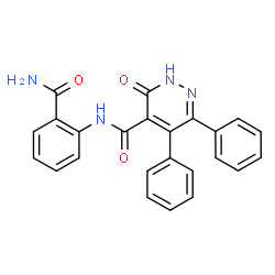 ChemSpider 2D Image | N-(2-Carbamoylphenyl)-3-oxo-5,6-diphenyl-2,3-dihydro-4-pyridazinecarboxamide | C24H18N4O3