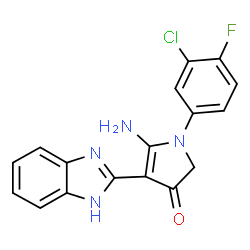 ChemSpider 2D Image | 5-Amino-4-(1H-benzimidazol-2-yl)-1-(3-chloro-4-fluorophenyl)-1,2-dihydro-3H-pyrrol-3-one | C17H12ClFN4O