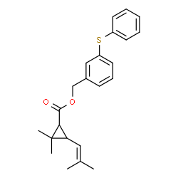 ChemSpider 2D Image | 3-(Phenylsulfanyl)benzyl 2,2-dimethyl-3-(2-methyl-1-propen-1-yl)cyclopropanecarboxylate | C23H26O2S