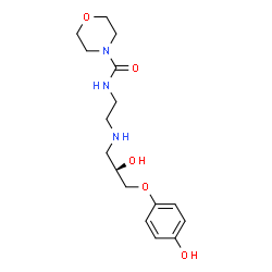 ChemSpider 2D Image | N-(2-{[(2S)-2-Hydroxy-3-(4-hydroxyphenoxy)propyl]amino}ethyl)-4-morpholinecarboxamide | C16H25N3O5