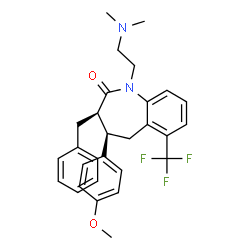 ChemSpider 2D Image | (3R,4R)-3-Benzyl-1-[2-(dimethylamino)ethyl]-4-(4-methoxyphenyl)-6-(trifluoromethyl)-1,3,4,5-tetrahydro-2H-1-benzazepin-2-one | C29H31F3N2O2