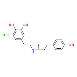ChemSpider 2D Image | 4-(2-{[(2R)-4-(4-Hydroxyphenyl)-2-butanyl]amino}ethyl)-1,2-benzenediol hydrochloride (1:1) | C18H24ClNO3