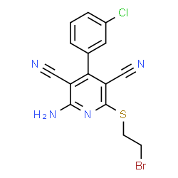 ChemSpider 2D Image | 2-Amino-6-[(2-bromoethyl)sulfanyl]-4-(3-chlorophenyl)-3,5-pyridinedicarbonitrile | C15H10BrClN4S